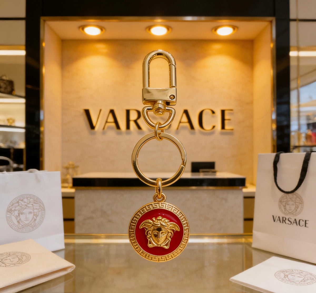 Statement Emblem Bag Charm Keychain with Distressed Finish – Streetwear – Design 02 close-up detail