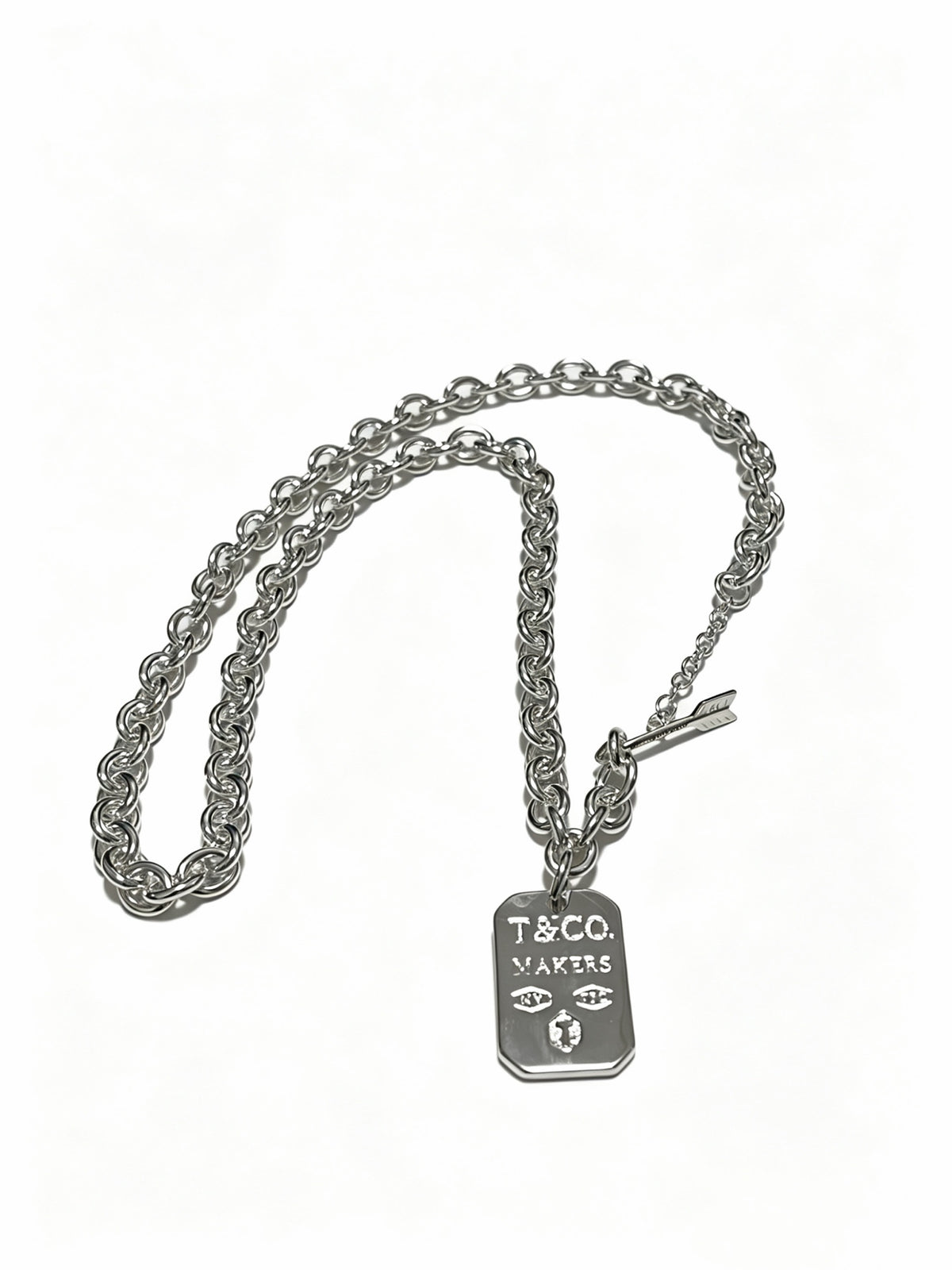 Signature Motif Pendant Necklace in Silver-Tone – Vintage Detail – Design 03 front product view