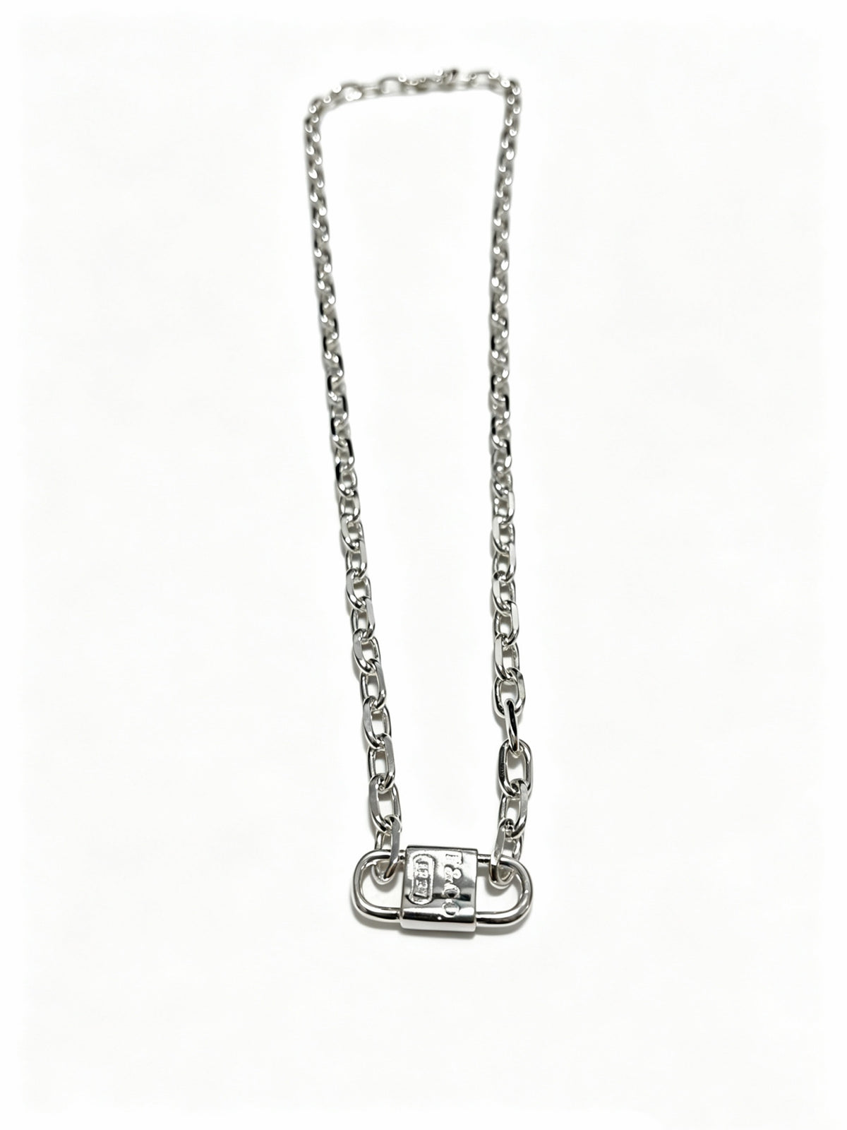 Signature Motif Pendant Necklace in Silver-Tone – Vintage Detail – Design 02 detail view