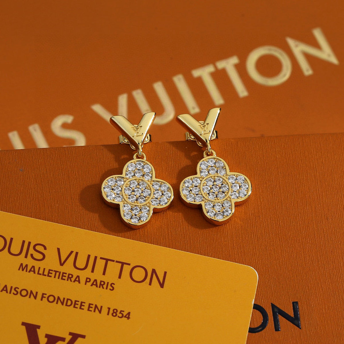 Geometric Emblem Stud Earrings in Polished Metal-Tone – Design 001 main product view