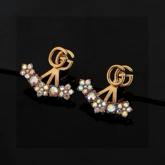 Double-G Emblem Stud Earrings in Gold-Tone – Design 002 main product view