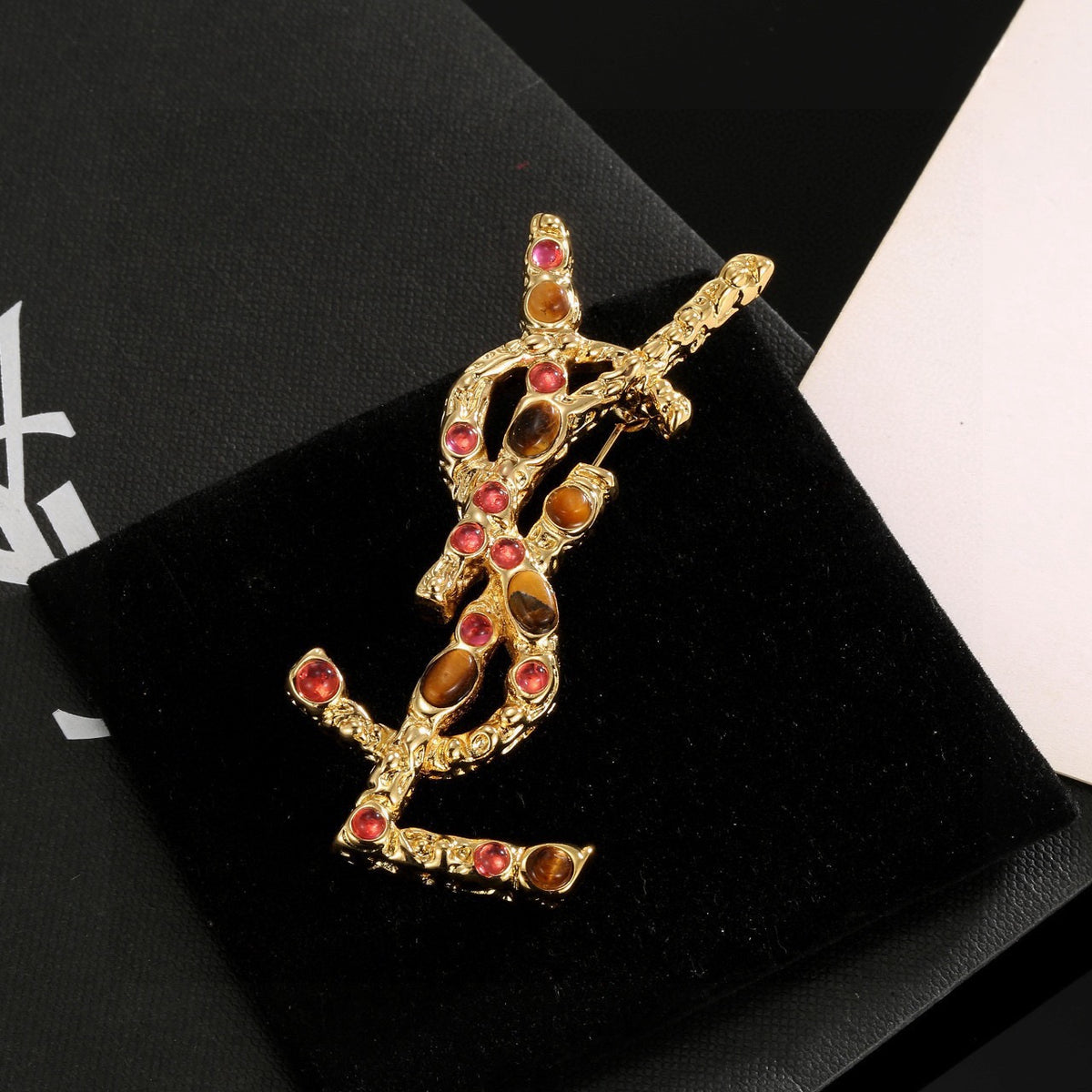 Geometric Emblem Brooch in Polished Metal-Tone – Design 004 detail view