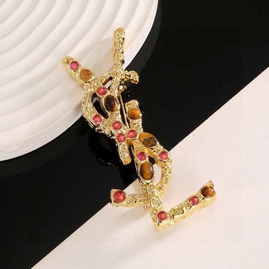 Geometric Emblem Brooch in Polished Metal-Tone – Design 004 main product view