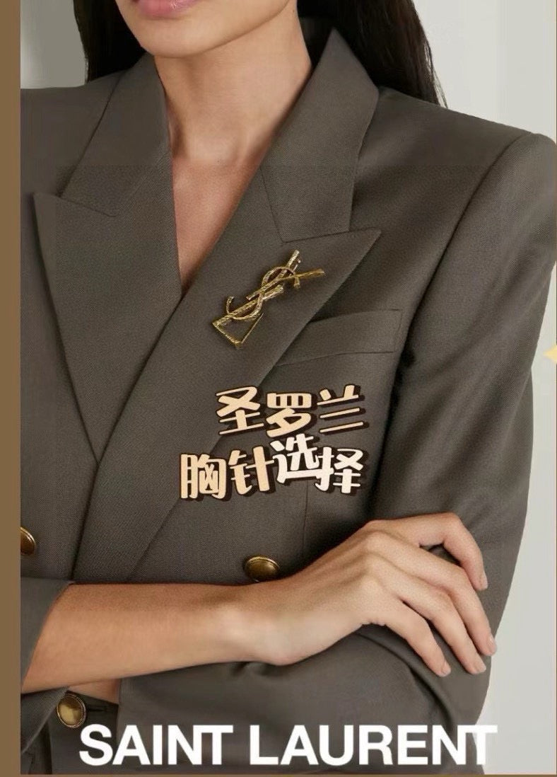 Geometric Emblem Brooch in Polished Metal-Tone – Design 003 styled product view