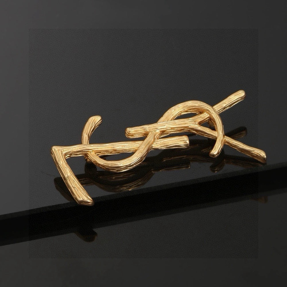 Geometric Emblem Brooch in Polished Metal-Tone – Design 003 close-up detail