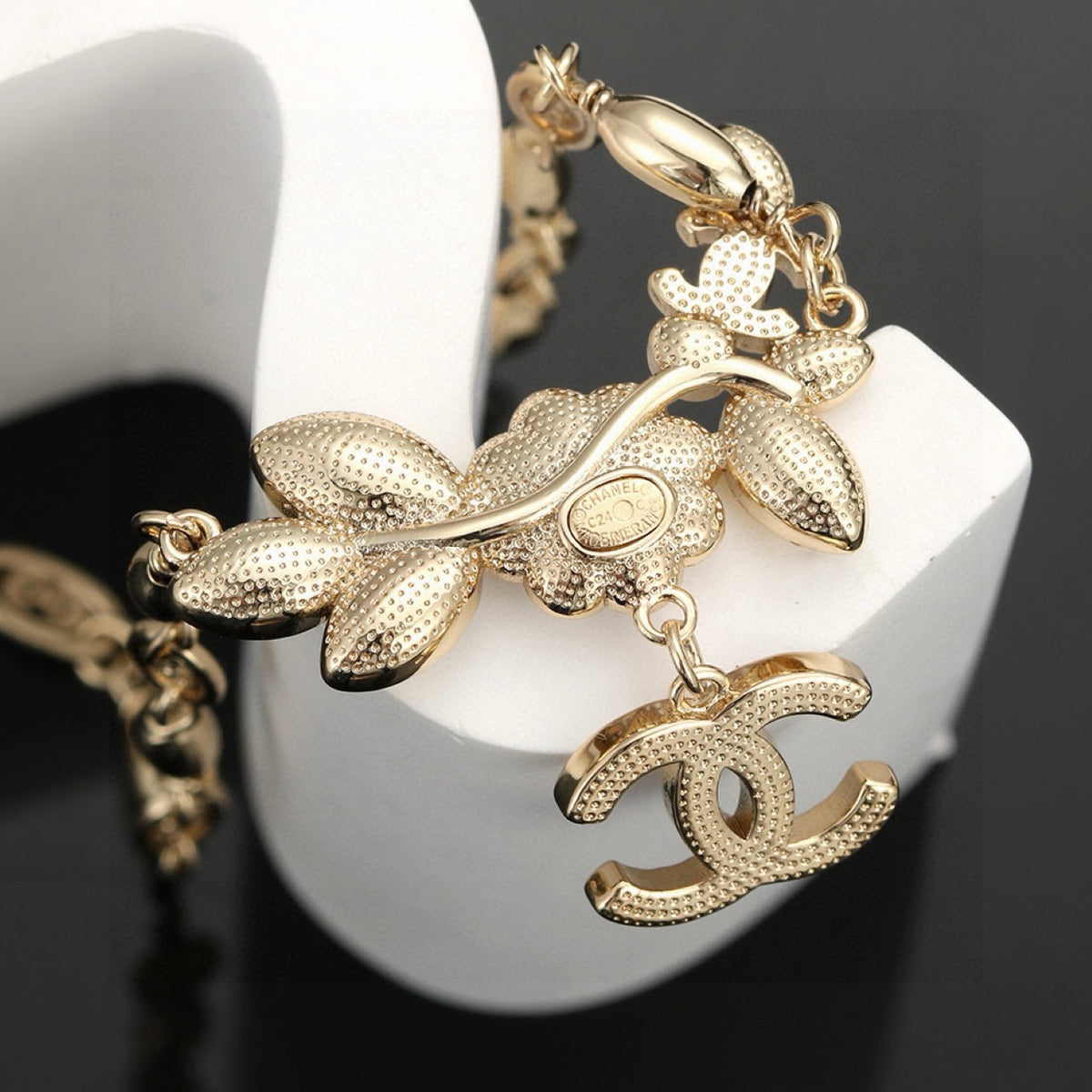 Camellia Pendant Necklace in Gold-Tone – Camellia Detail front product view