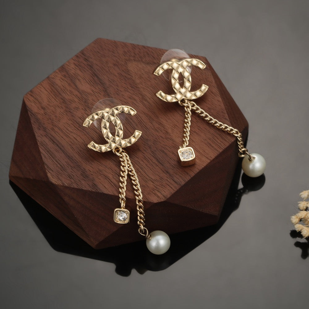 Signature Emblem Stud Earrings in Silver-Tone – Design 001 styled product view