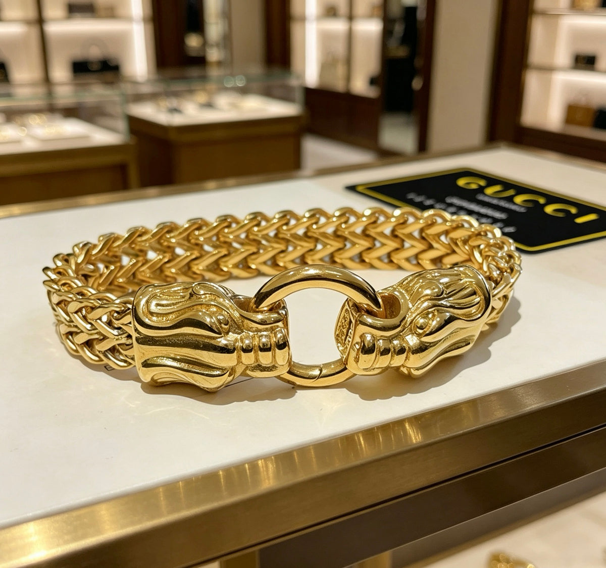 Geometric Emblem Bracelet in Polished Metal-Tone – Design 005 styled product view