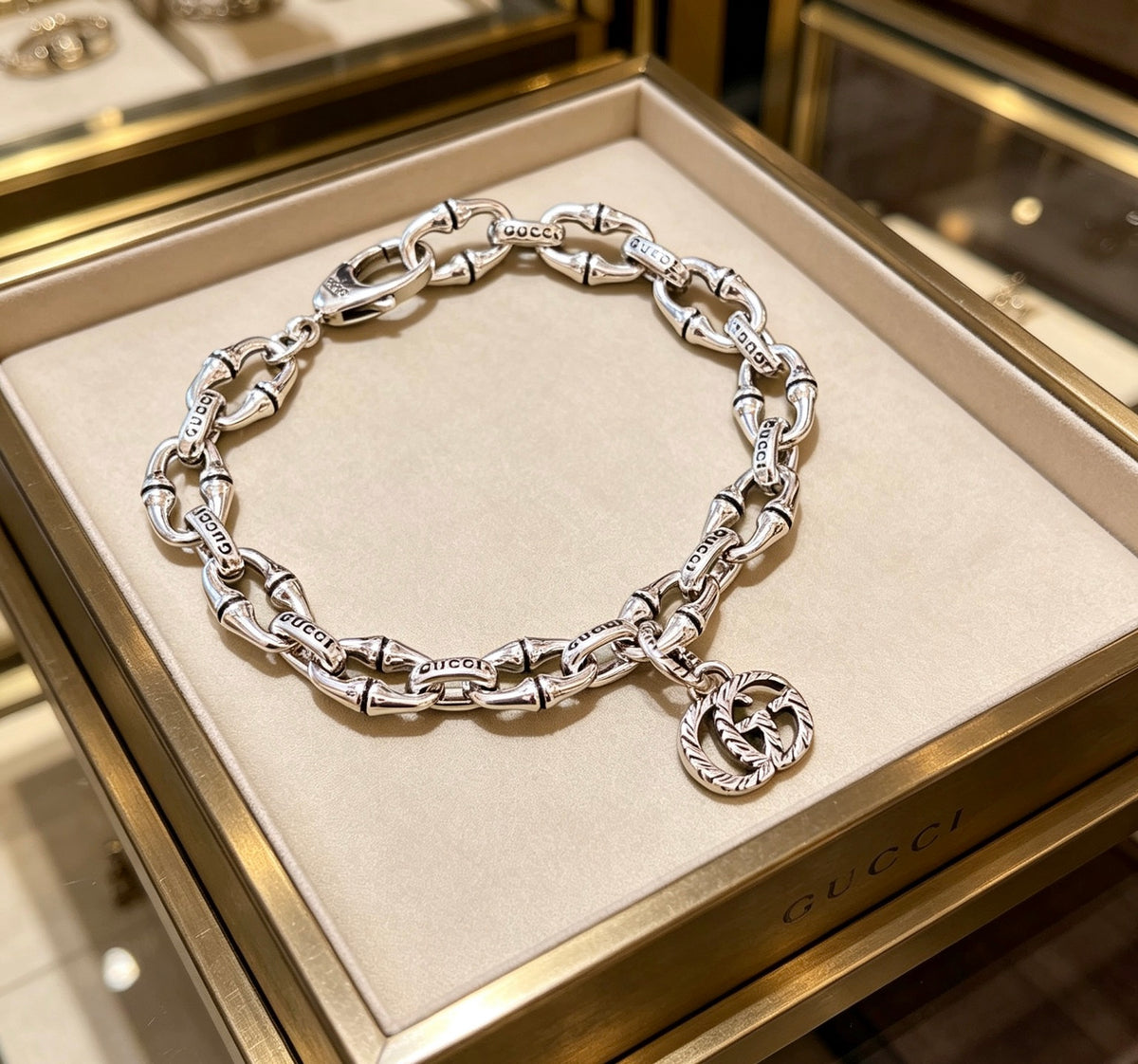 Geometric Emblem Bracelet in Polished Metal-Tone – Design 004 main product view