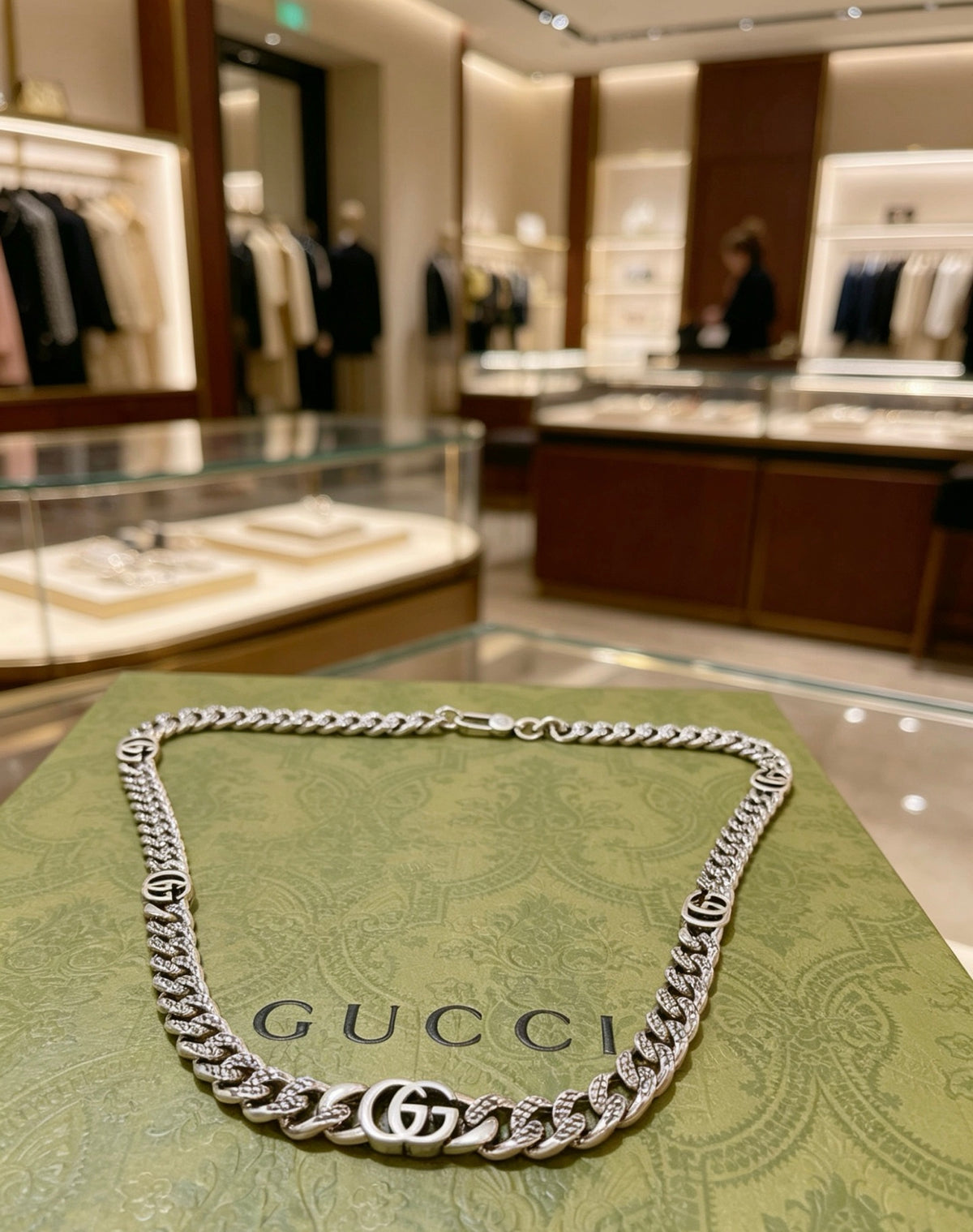 Double-G Emblem Pendant Necklace in Polished Metal-Tone – Design 010 main product view
