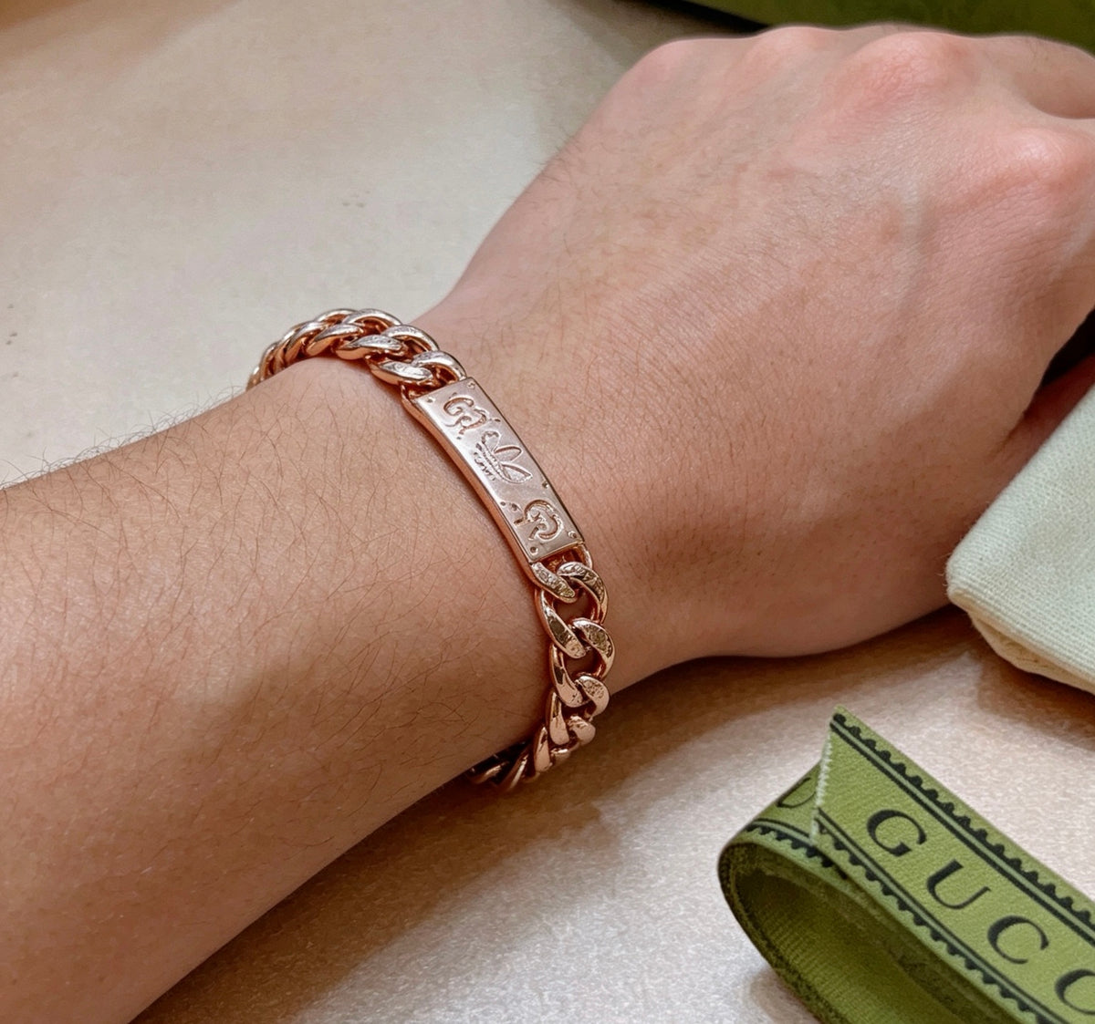 Geometric Emblem Bracelet in Polished Metal-Tone – Design 003 styled product view