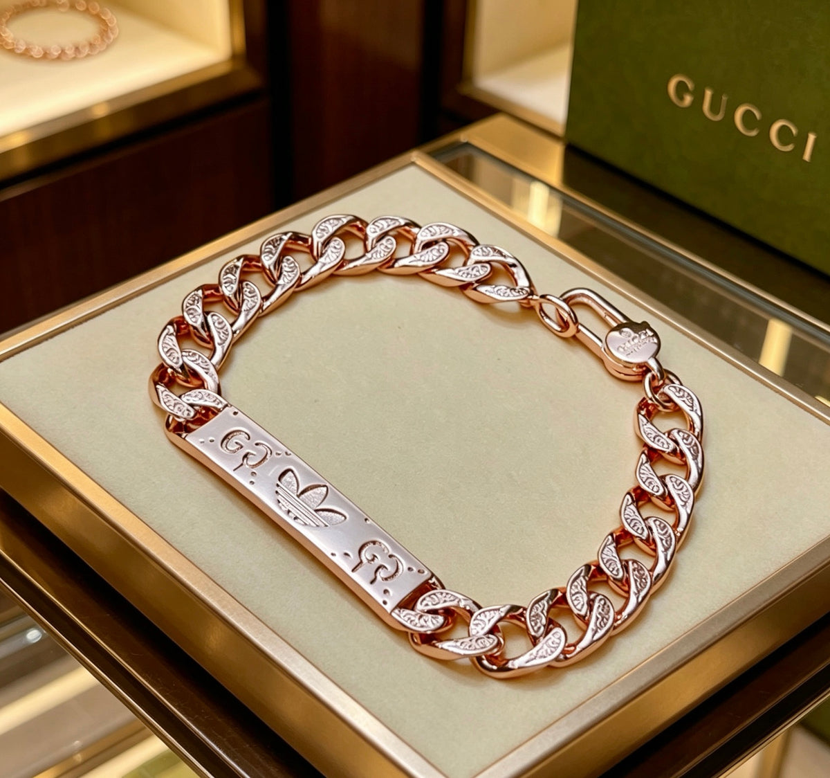 Geometric Emblem Bracelet in Polished Metal-Tone – Design 003 main product view