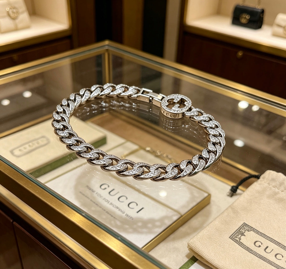 Geometric Emblem Bracelet in Polished Metal-Tone – Design 001 styled product view
