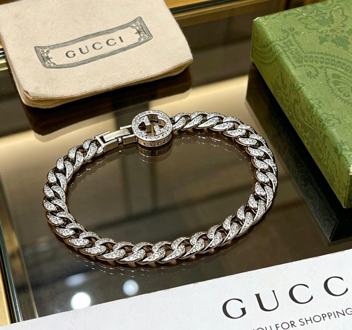 Geometric Emblem Bracelet in Polished Metal-Tone – Design 001 main product view