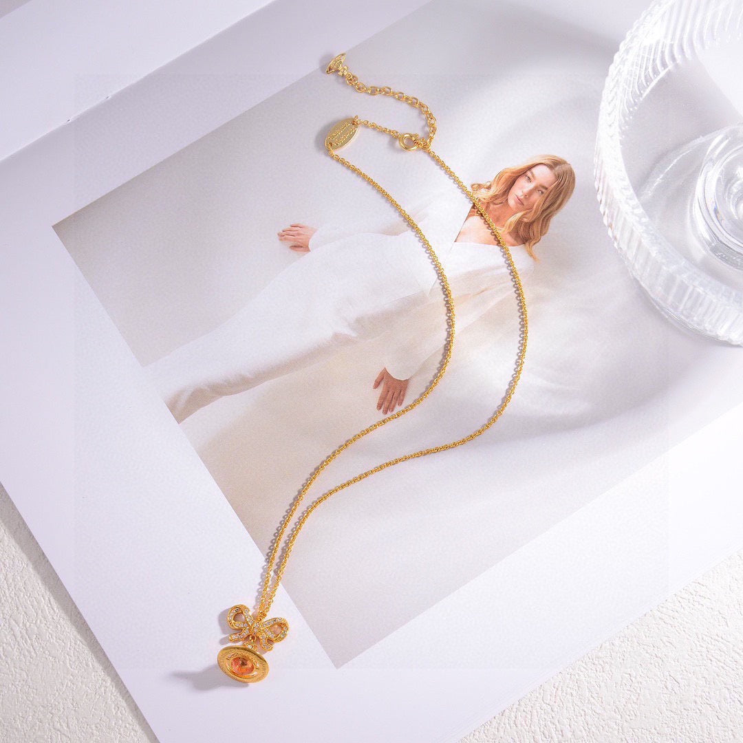 Orb Pendant Necklace in Polished Metal-Tone – Design 021 main product view