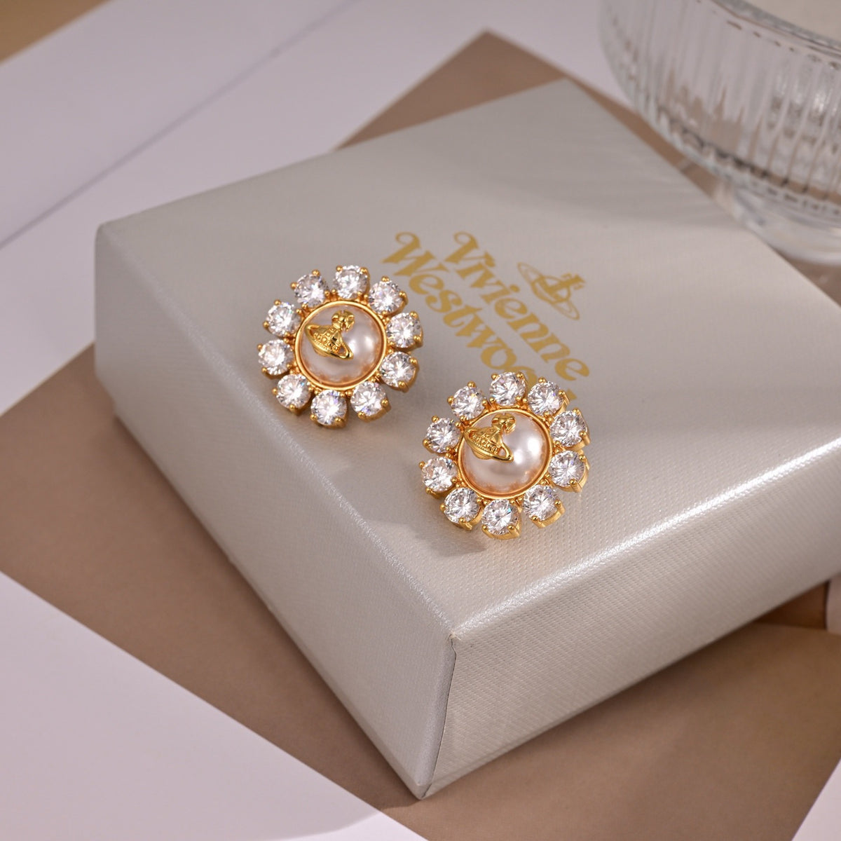 Orb Stud Earrings in Polished Metal-Tone – Design 003 main product view