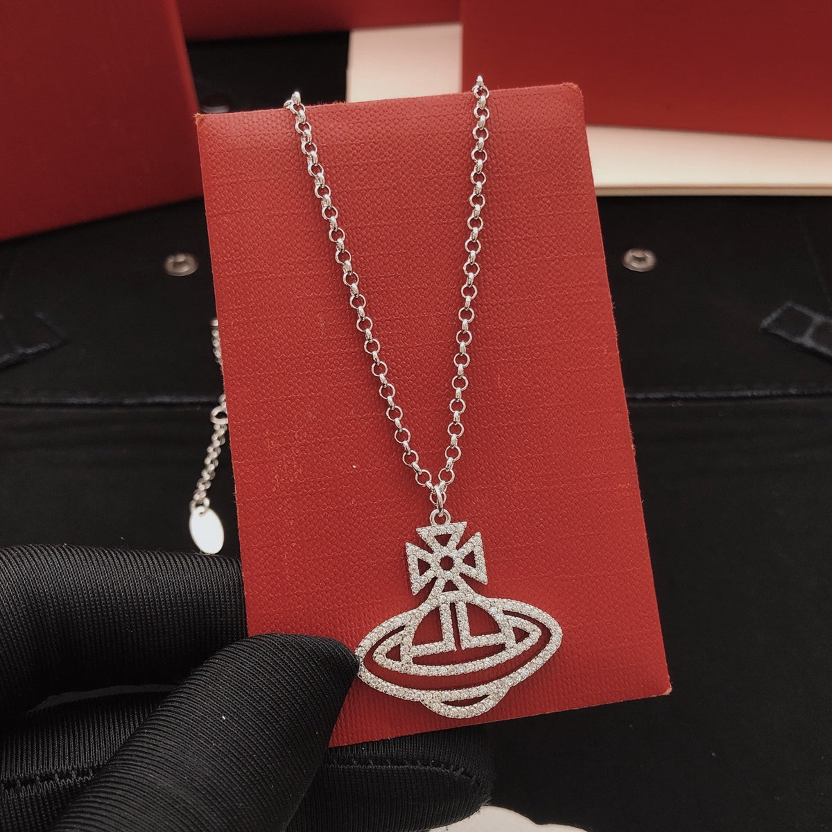 Orb Pendant Necklace in Polished Metal-Tone – Design 019 main product view