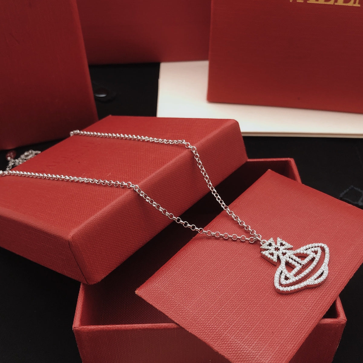 Orb Pendant Necklace in Polished Metal-Tone – Design 019 close-up detail