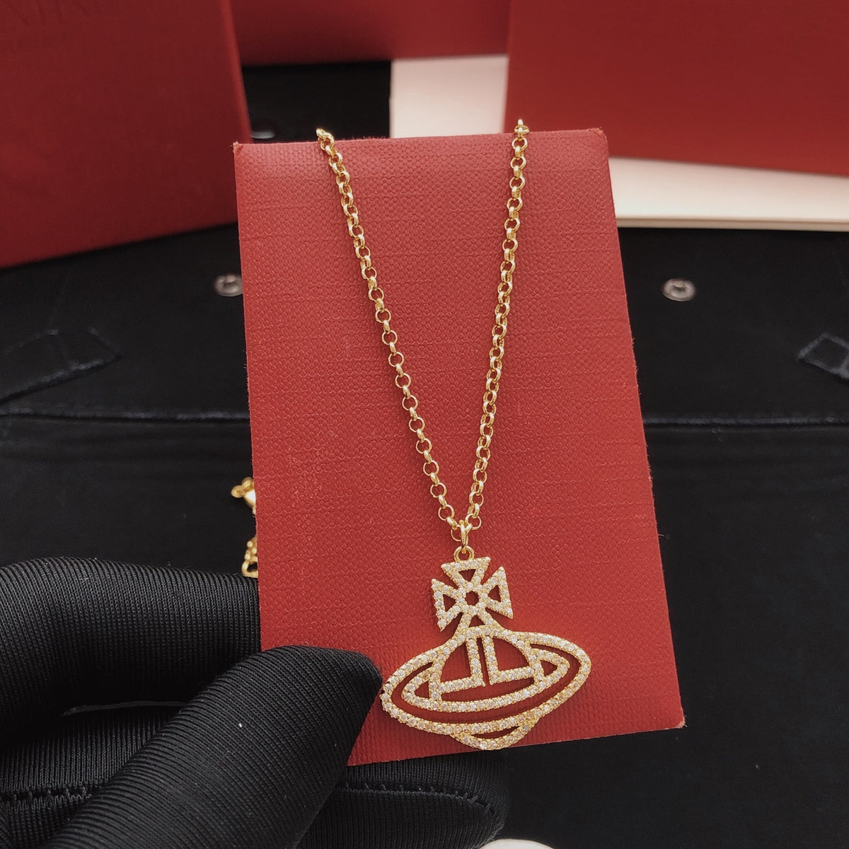 Orb Pendant Necklace in Polished Metal-Tone – Design 018 main product view