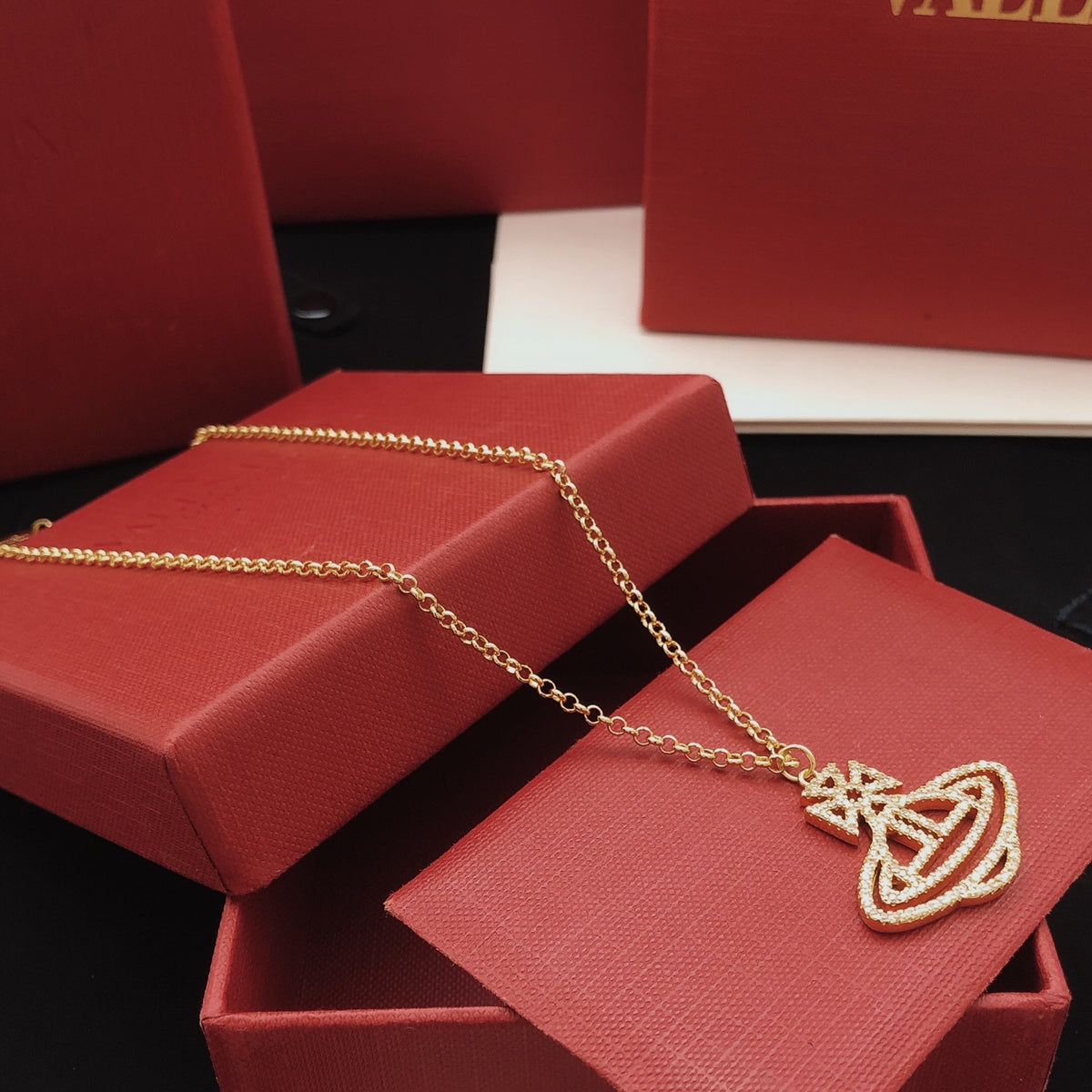 Orb Pendant Necklace in Polished Metal-Tone – Design 018 close-up detail