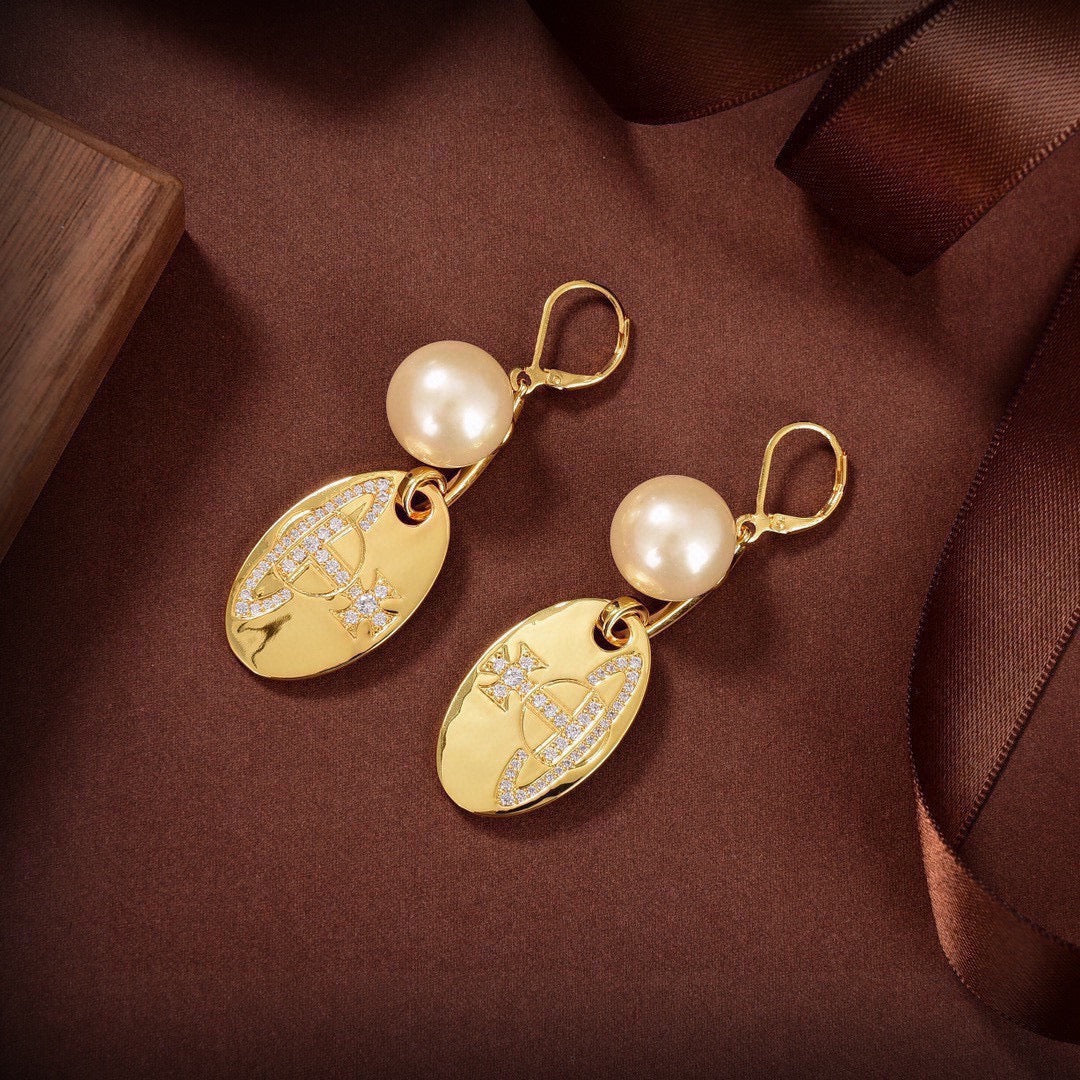 Orb Statement Earrings in Polished Metal-Tone – Design 003 front product view
