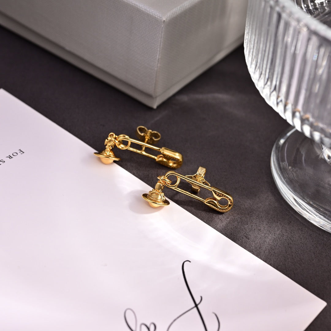 Orb Stud Earrings in Polished Metal-Tone – Design 002 detail view
