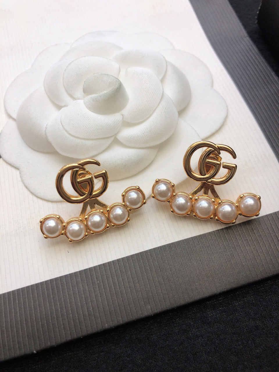 Geometric Emblem Stud Earrings in Silver-Tone – Design 002 detail view