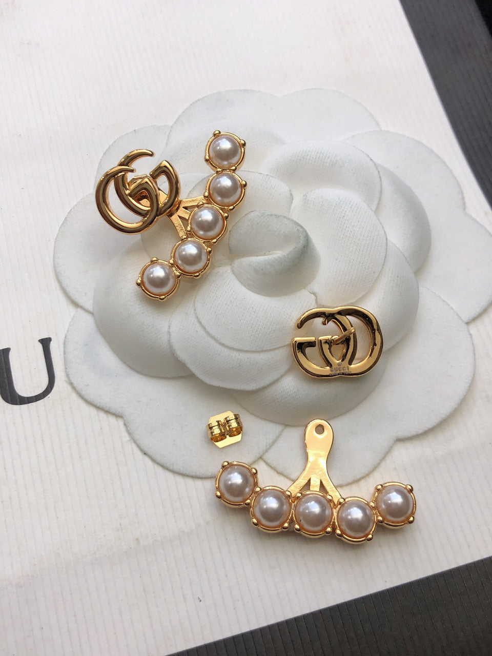 Geometric Emblem Stud Earrings in Silver-Tone – Design 002 side detail