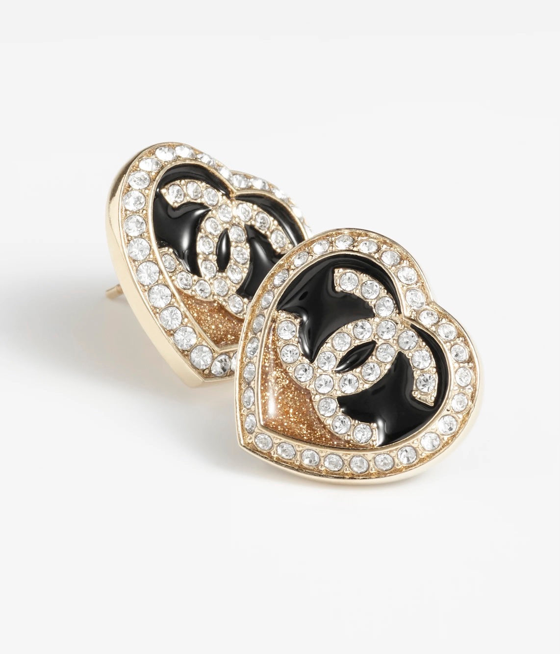 Heart Stud Earrings in Polished Metal-Tone – Heart Detail front product view