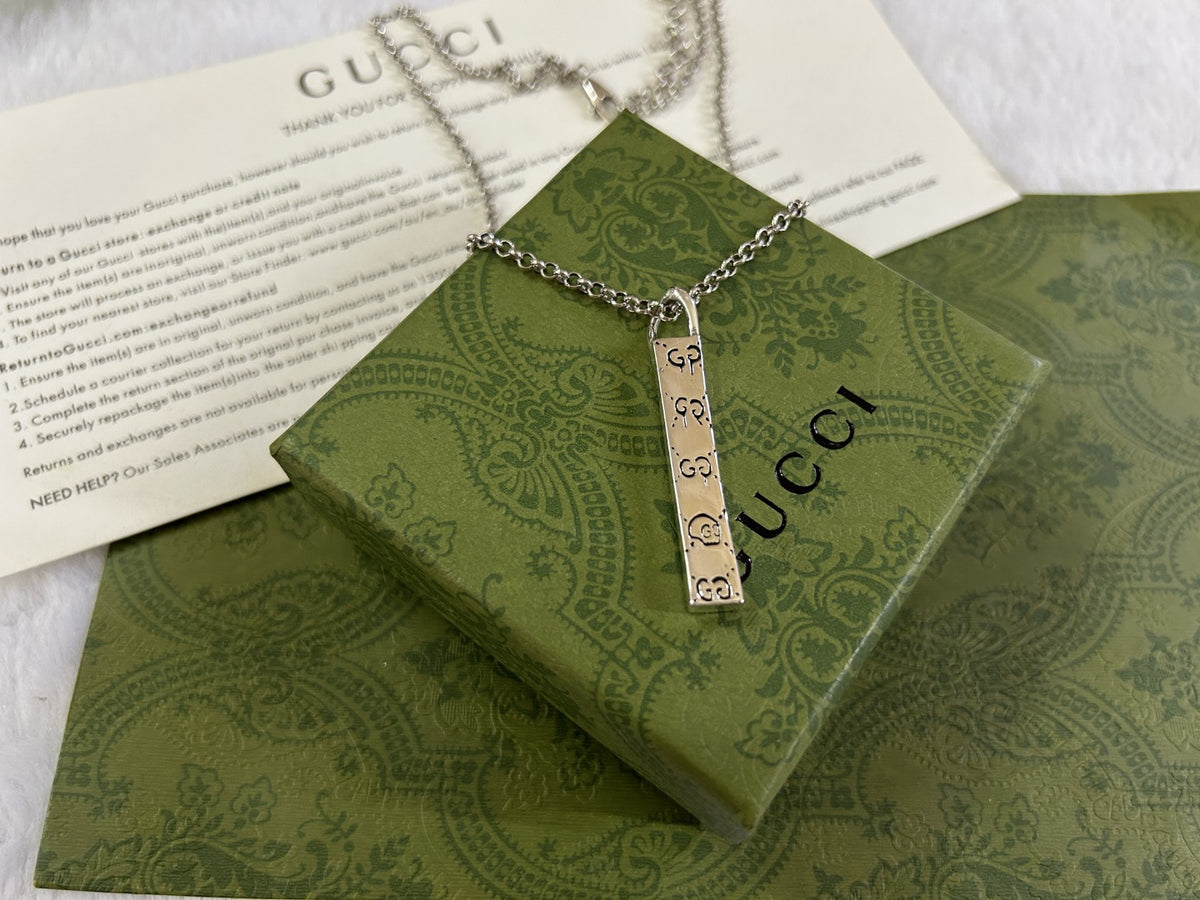 Geometric Emblem Pendant Necklace in Polished Metal-Tone – Design 004 styled product view