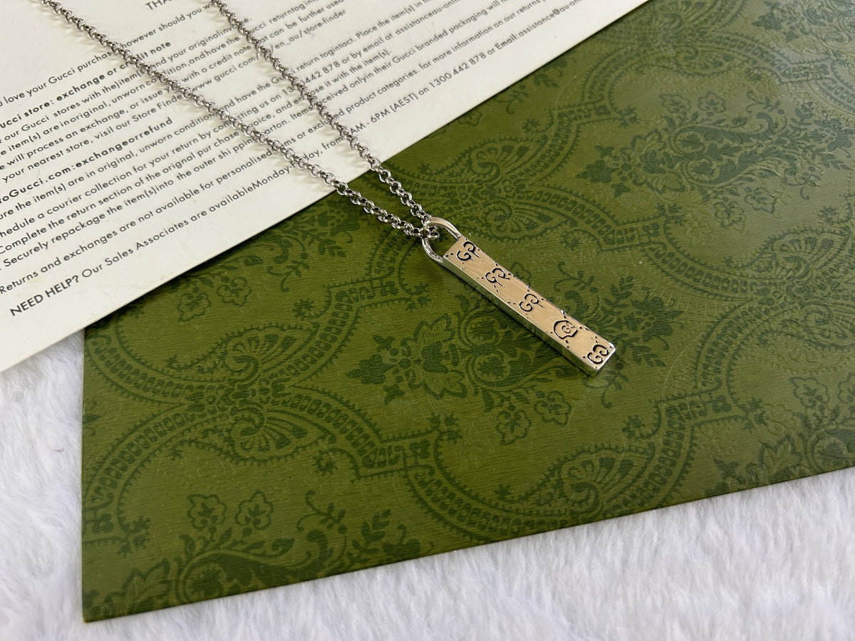 Geometric Emblem Pendant Necklace in Polished Metal-Tone – Design 004 main product view