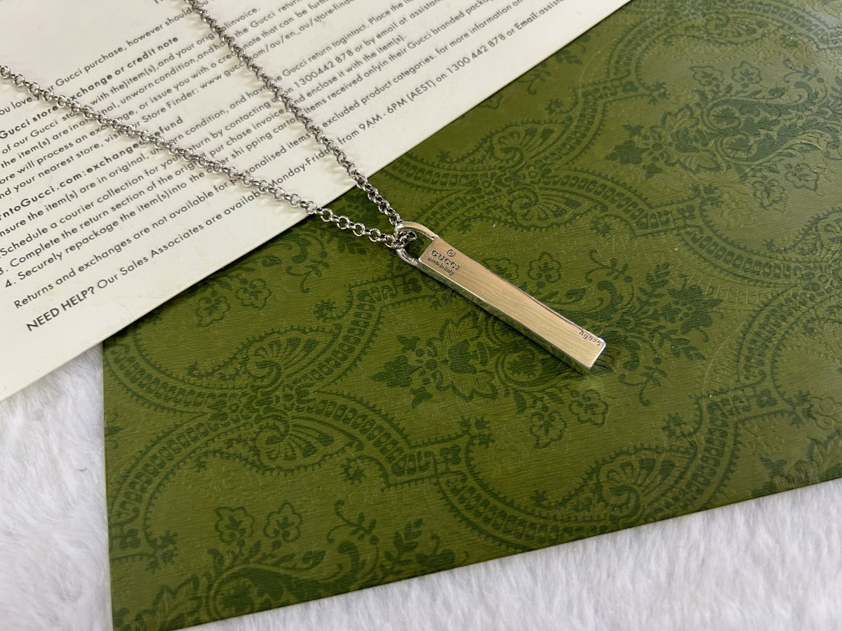 Geometric Emblem Pendant Necklace in Polished Metal-Tone – Design 004 front product view