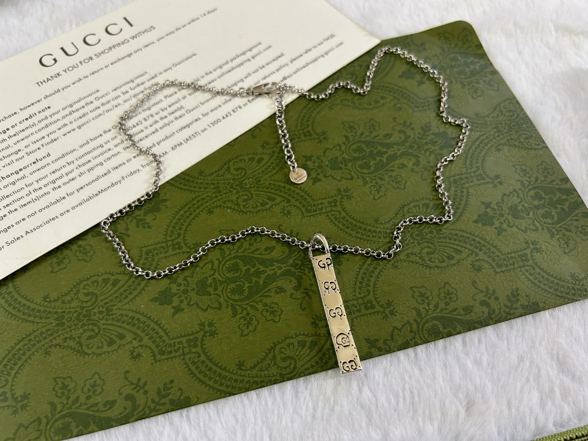 Geometric Emblem Pendant Necklace in Polished Metal-Tone – Design 004 close-up detail