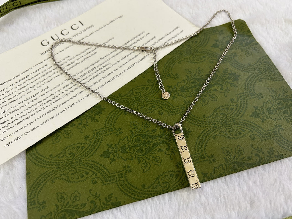 Geometric Emblem Pendant Necklace in Polished Metal-Tone – Design 004 side detail
