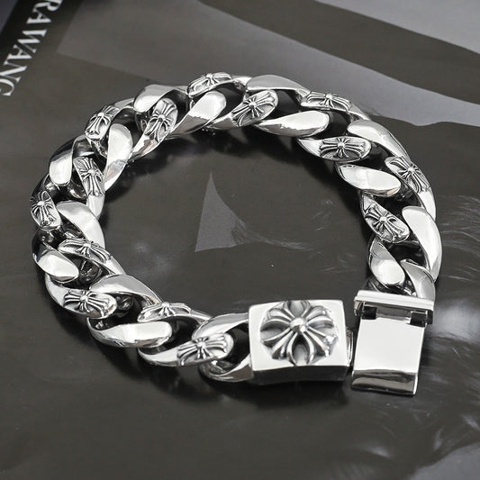 Signature Emblem Bracelet in Polished Metal-Tone – Design 030 main product view