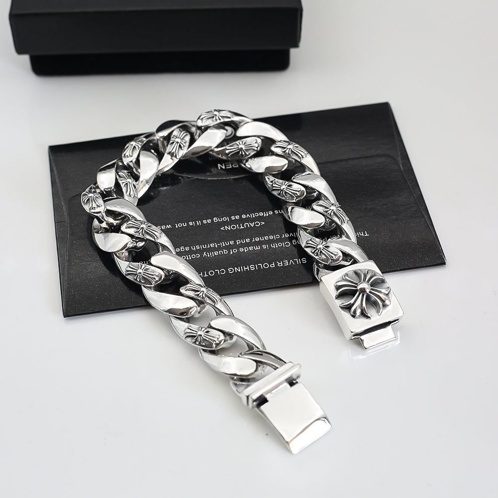 Cross Statement Bracelet in Metal-Tone – Design 13 front product view