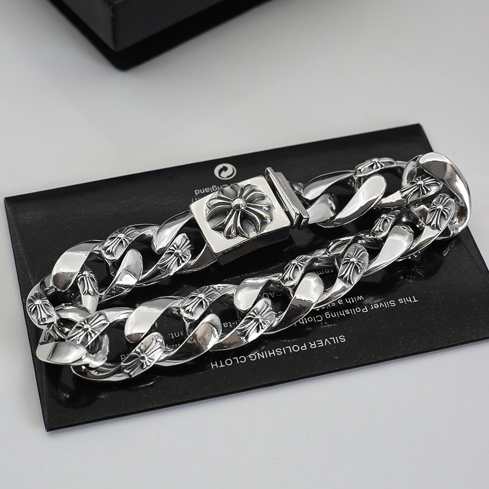 Cross Statement Bracelet in Metal-Tone – Design 13 side detail