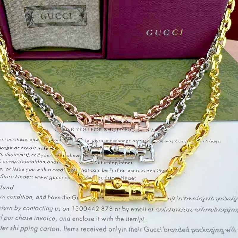 Lock Bracelet in Polished Metal-Tone detail view
