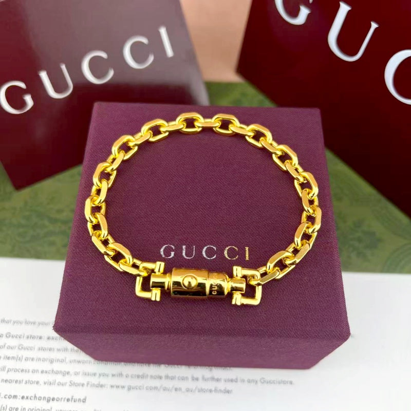 Lock Bracelet in Polished Metal-Tone detail view